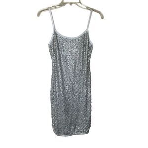 Silver Sequin Mini Dress